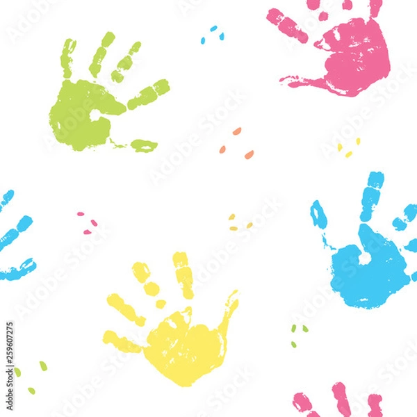 Fototapeta Hand stamp seamless pattern, paint stain background vector illustration