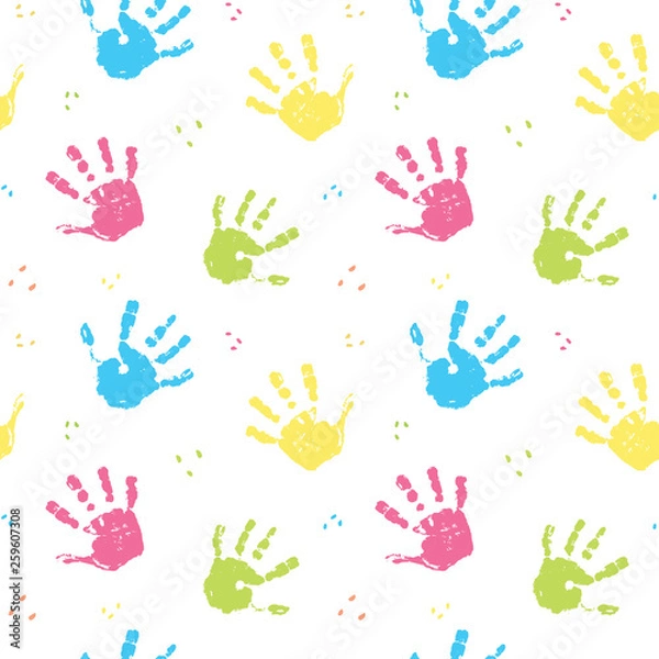 Fototapeta Hand stamp seamless pattern, paint stain background vector illustration