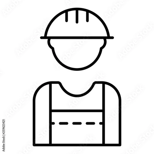 Fototapeta Build worker icon. Outline build worker vector icon for web design isolated on white background