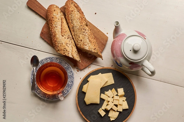 Obraz bread and cup of tea