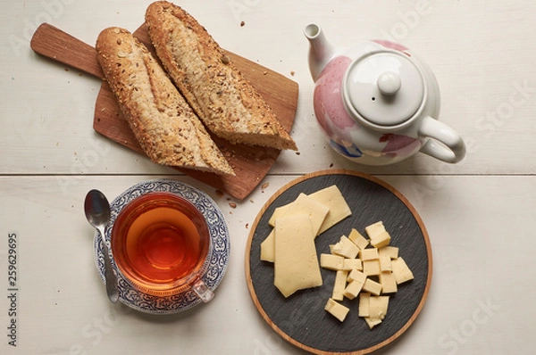 Obraz christmas french bread and tea