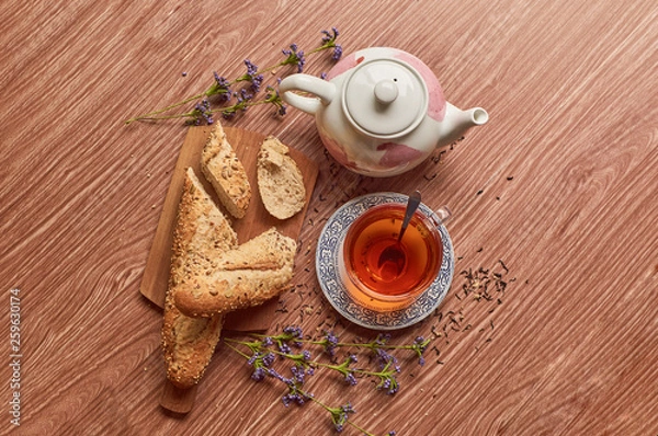 Obraz cup of tea and bread