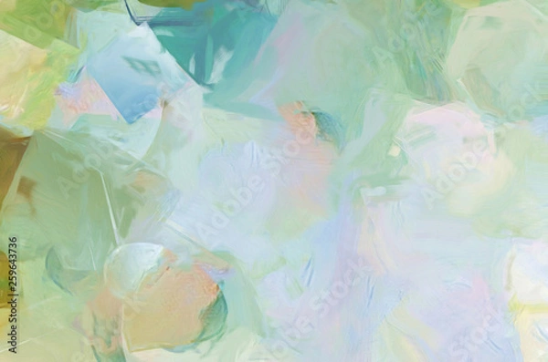 Fototapeta Art work in impressionism naive style oil painting on canvas. Abstract pattern with expressionism elements. Happy colors bright wall art print as poster template. Decor idea. Fashion modern background