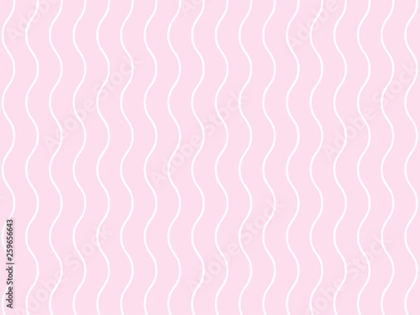 Obraz Geometric minimalist white stripe wave line pattern in vertical thick lines on soft pink background, smooth zig zag or motion curve lines textile.