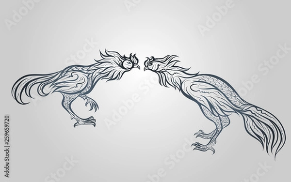 Obraz Fighting Rooster vector logo icon illustration