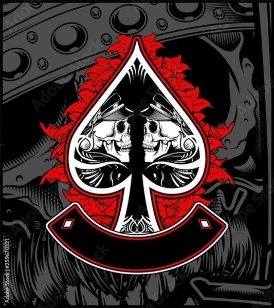 Obraz skull Ace Scoop with rose decoration