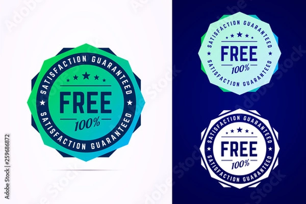 Fototapeta The round free gradient style sticker, tag, button, badge. Vector badge for promotion your free product or service. Vector illustration