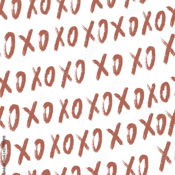 Fototapeta Doodle xo xo seamless pattern background. Abstract pink check and round pattern for design t-shirt, valentine's day card, invitation, poster, romantic album, scrapbook, holiday wrapping paper etc.