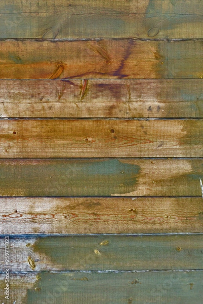 Obraz weathered fir planks on old fence, texture with vignette