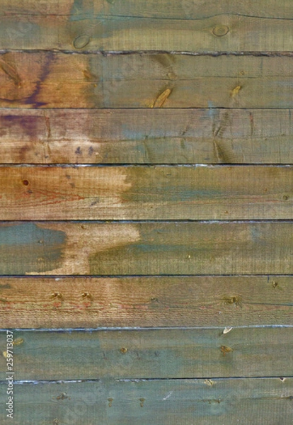 Obraz weathered fir planks on old fence, texture with vignette
