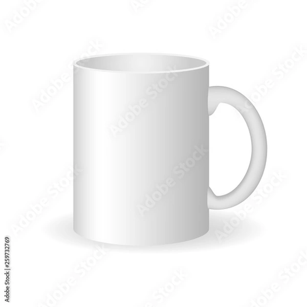Obraz Mug mockup isolated on white background. Vector illustration