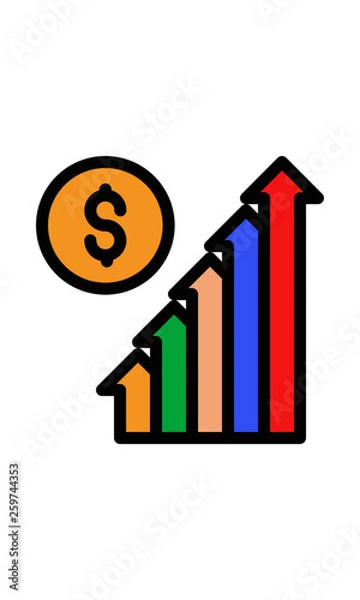 Obraz Pixel perfect icon. Finance increase