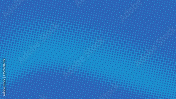 Fototapeta Retro pop art background blue dot haltone, vector illustation full hd