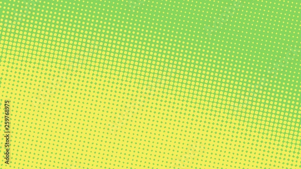 Fototapeta Bright pop art background in green and yellow colors dot haltone retro style, vector illustation full hd