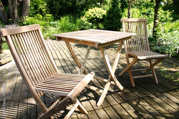 Obraz gartenmöbel, tisch und stuhl