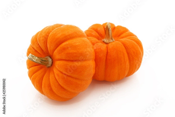 Obraz Orange Gourds Stacked Over White