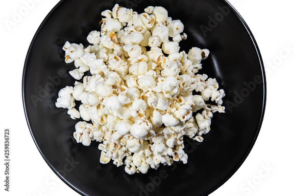 Obraz Popcorn in a plate on isolated background