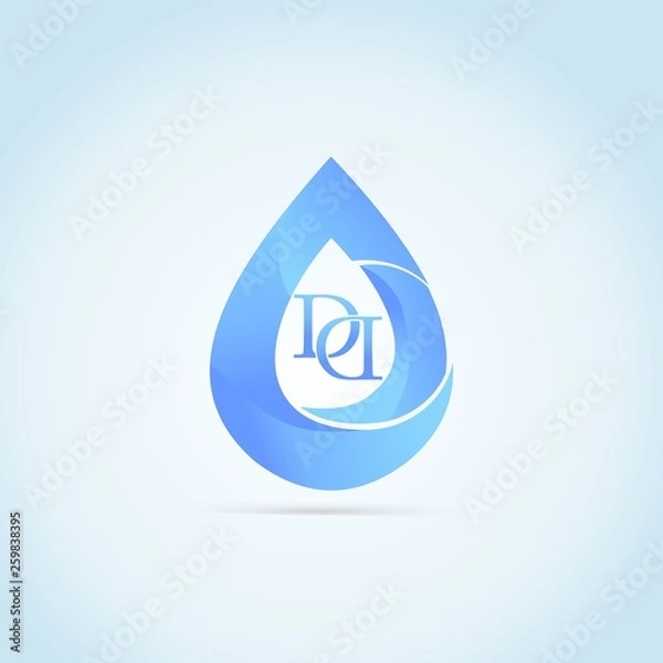 Fototapeta Double DD initial letters blue drop symbol logo element