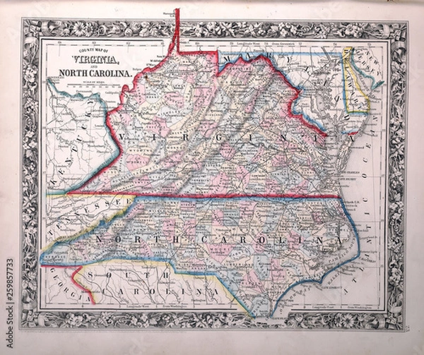 Fototapeta Old map. Engraving image