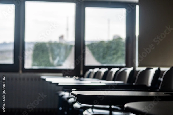 Obraz school seats looking through windows