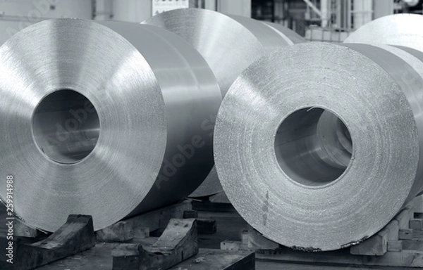 Fototapeta aluminum coils stored in a cast house