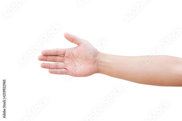 Obraz Man hand showing five count isolated on white background with clipping path