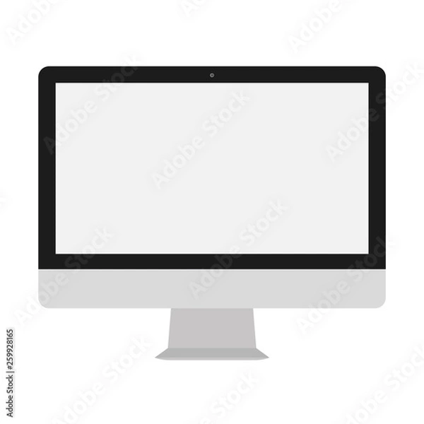 Fototapeta Desktop computer with grey screen, icon.Desctop compter with blank screen, vector.