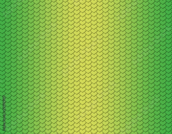 Fototapeta Green and yellow gradient snake skin pattern, heart shape scale