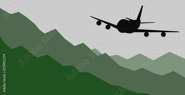 Obraz Airplane Flying over Mountains