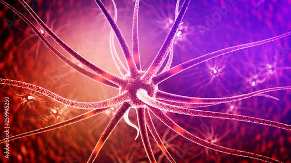 Fototapeta concept art of brain neuron cell with abstract fractal background