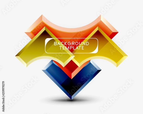 Fototapeta 3d futuristic shapes vector abstract background made of glossy pieces with light effects