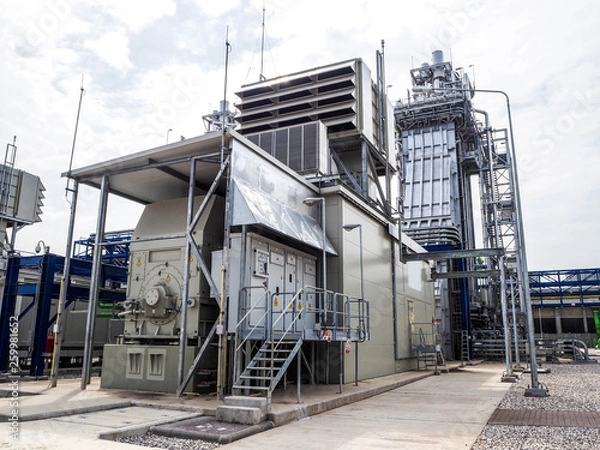 Fototapeta Gas turbine generator systems in Combined-Cycle Co-Generation Power Plant.