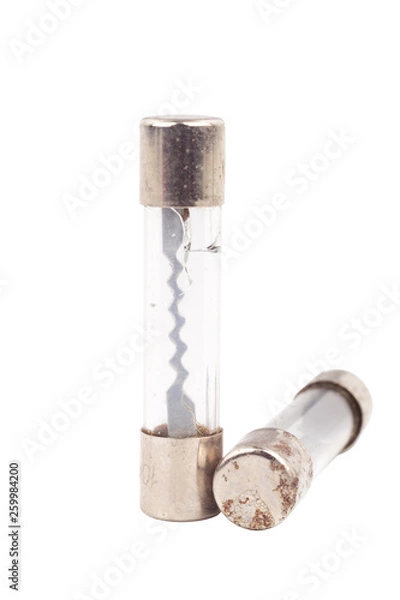 Fototapeta Car electrical fuses isolated on white background object concept