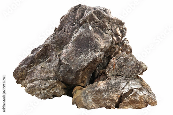 Fototapeta A group of stones rock lay isolated on white background,clipping paths