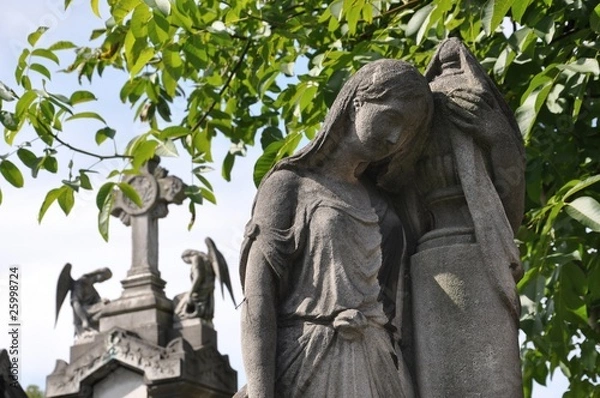 Fototapeta Urne, anges et croix