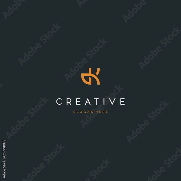 Fototapeta Abstract K letter modern initial letter marks logo design, Abstract monogram letter K logo icon design. Minimalist K creative initial based vector template.