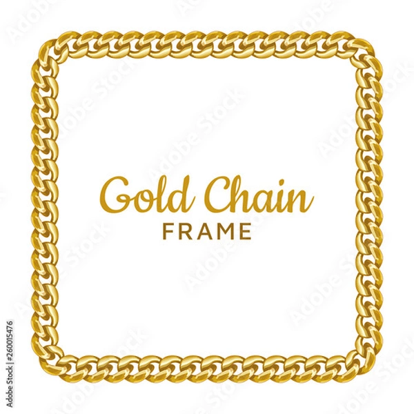 Obraz Gold chain square border frame. Rectangle wreath shape. Jewelry image.