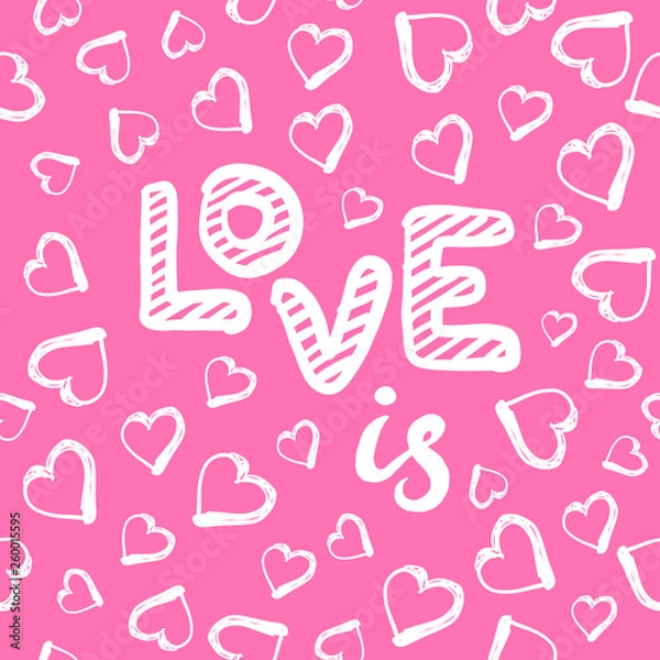 Obraz Love seamless pattern with hearts. Happy Valentines Day greeting card.