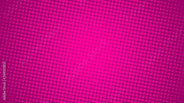 Fototapeta Bright pink and magenta retro pop art background with dots. Vector abstract background with halftone dots design.