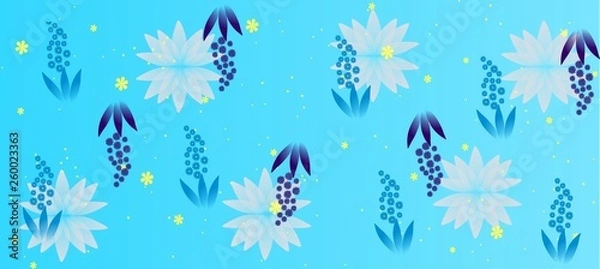 Fototapeta Spring flowers pattern, graphic floral motive. Graphic flowers.
