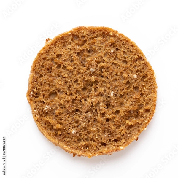 Fototapeta Rye bread slice on a white background.