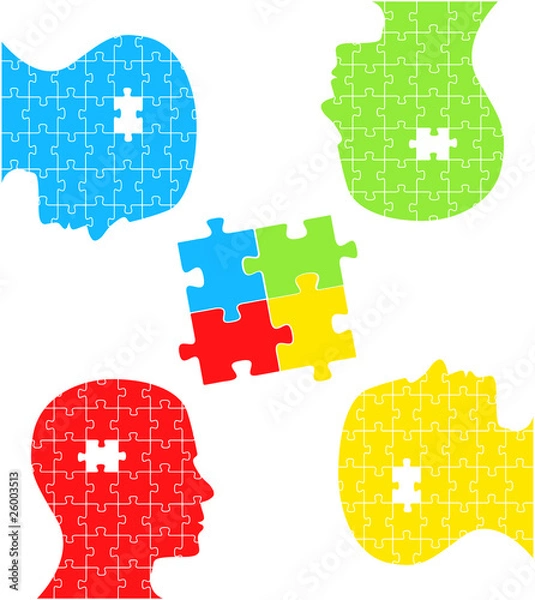 Obraz Puzzle concept heads vector background