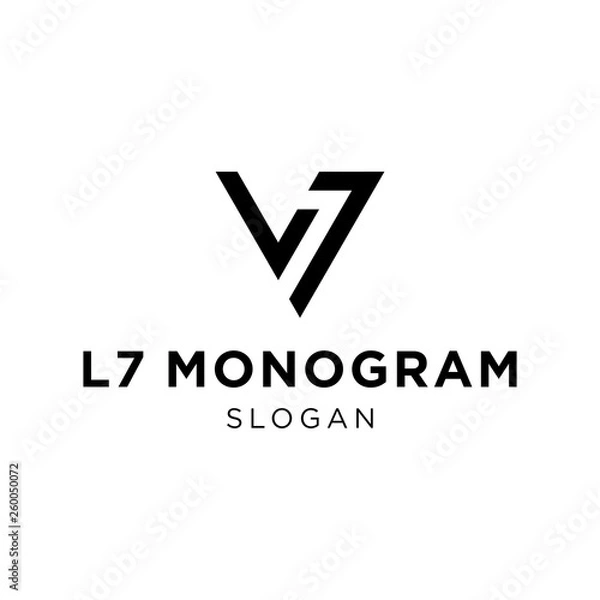 Obraz L7 Monogram with triangle shape logo template