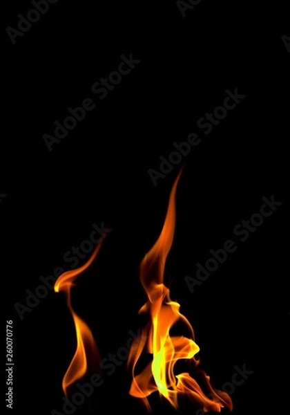 Fototapeta Fire flames on black background