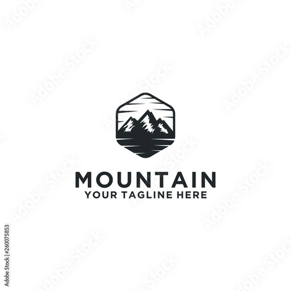 Fototapeta design, vector, sign, symbol, travel, landscape, icon, logo, mountain, nature, illustration, element, hill, graphic, rock, abstract, shape, camp, snow, silhouette, top, expedition, modern, concept, pe