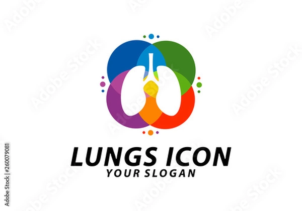 Fototapeta Colorful Lungs logo design concept, Health lungs logo template vector, Icon Symbol