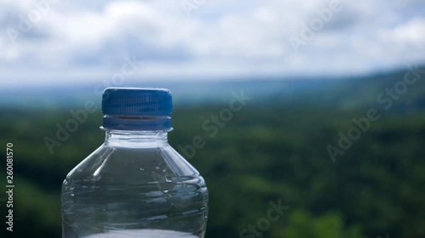 Obraz clear water in the bottle in the natural background