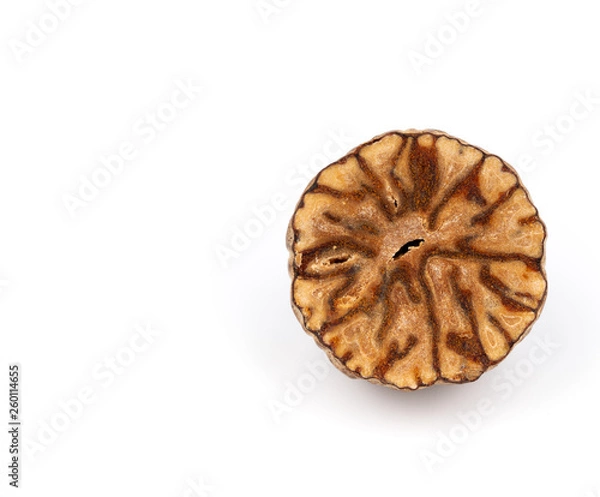 Fototapeta nutmeg on white background