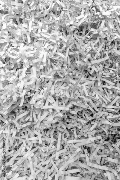 Obraz Shredded paper layer. White paper pattern. destruction of documents