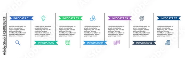 Fototapeta Infographic design vector and marketing icons for diagram, graph, presentation and round chart. Concept with 7 options